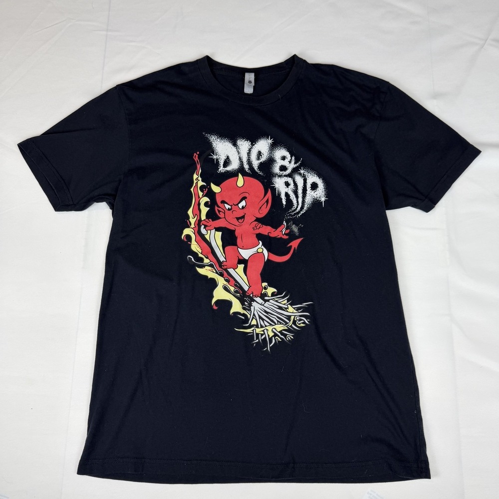 Next Level Apparel Baby Devil Dip & Rip Graphic T-Shirt Men's Black Cotton Blend